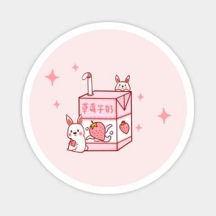 Japanese aesthetics kawaii strawberry milk shake Magnet